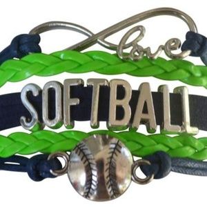 Girls Softball Bracelet - Navy & Green